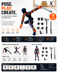 Volledig Beweegbare Actiefiguur met Accessoires – Poseerbare Mannequin voor Stop Motion, Tekenen, Animatie, Fotografie en Creatieve Projecten