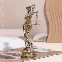 Vrouwe Justitia Beeld | Gerechtigheid & Recht Symbool – Themis Harsbeeld – Advocaat & Rechtbank Decoratie – Goud/Zilver