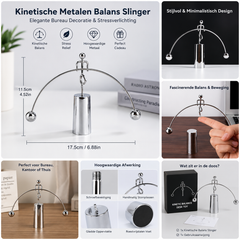 Kinetische Metalen Balans Slinger – Bewegende Bureaudecoratie voor Ontspanning, Focus en Stressvermindering