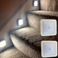 Draadloze LED Trapverlichting met Bewegingssensor – 6 LED Warm Wit Nachtlampje voor Trap, Gang, Kast, Keuken en Slaapkamer – Batterijgevoed & IP44 Waterdicht