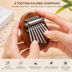 8-Toetsen Houten Kalimba Duimpiano | Mini Mbira Finger Piano voor Beginners & Cadeaus