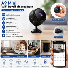A9 Mini WiFi Beveiligingscamera 1080P Full HD | Draadloze Indoor Camera met Nachtzicht & Live Weergave