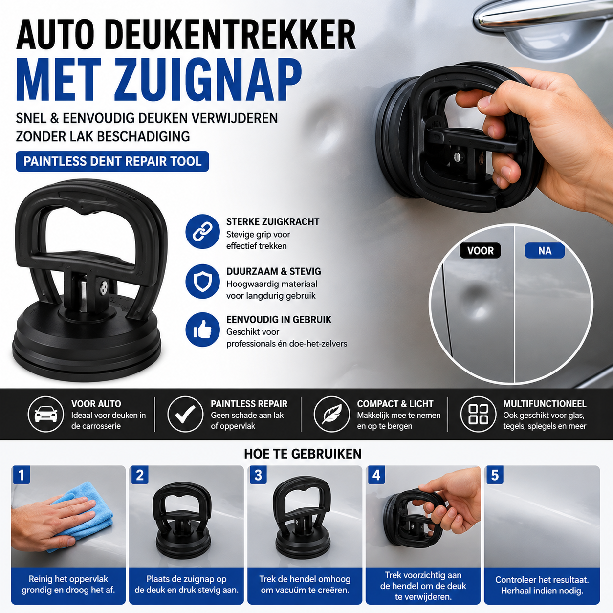 Auto Deukentrekker met Zuignap | Paintless Dent Repair Tool voor Carrosserie Herstel