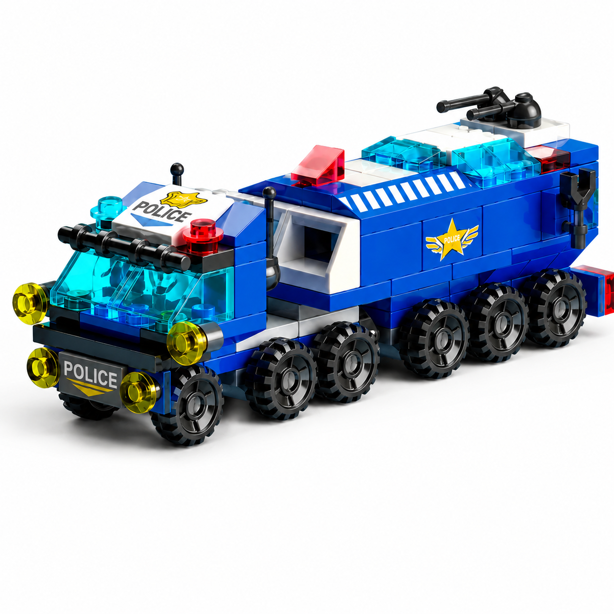 6-in-1 Politie Bouwstenen Set | Police Car, Helicopter & Boat Building Toy – Compatibel met LEGO