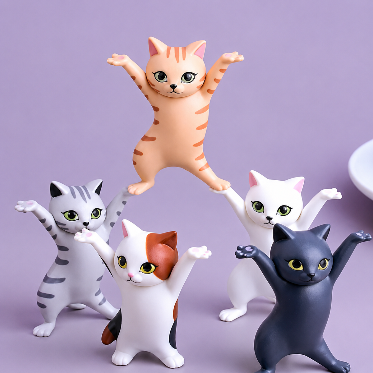 Schattige Dansende Kat Figuren Set | 5PCS PVC Mini Kat Decoraties & Speelgoed