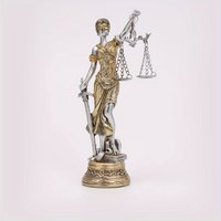 Vrouwe Justitia Beeld | Gerechtigheid & Recht Symbool – Themis Harsbeeld – Advocaat & Rechtbank Decoratie – Goud/Zilver