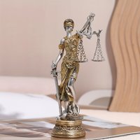 Vrouwe Justitia Beeld | Gerechtigheid & Recht Symbool – Themis Harsbeeld – Advocaat & Rechtbank Decoratie – Goud/Zilver