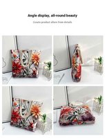 Dames Retro Schoudertas & Tote Bag | Dubbelzijdig Design – Mode Shopper Tas met Touw Handvat