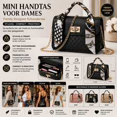 Mini Designer Schoudertas voor Dames | Trendy PU Leren Crossbody Handtas met Kettingn Strap