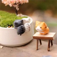 Mini Katten Beeldjes Set | 6x Schattige Resin Miniaturen voor Bonsai, Fairy Garden & Decoratie