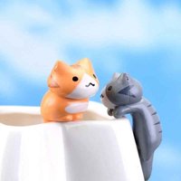 Mini Katten Beeldjes Set | 6x Schattige Resin Miniaturen voor Bonsai, Fairy Garden & Decoratie