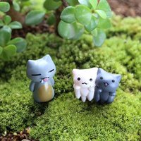 Mini Katten Beeldjes Set | 6x Schattige Resin Miniaturen voor Bonsai, Fairy Garden & Decoratie