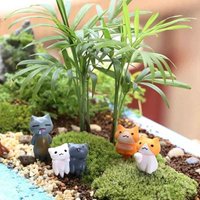 Mini Katten Beeldjes Set | 6x Schattige Resin Miniaturen voor Bonsai, Fairy Garden & Decoratie