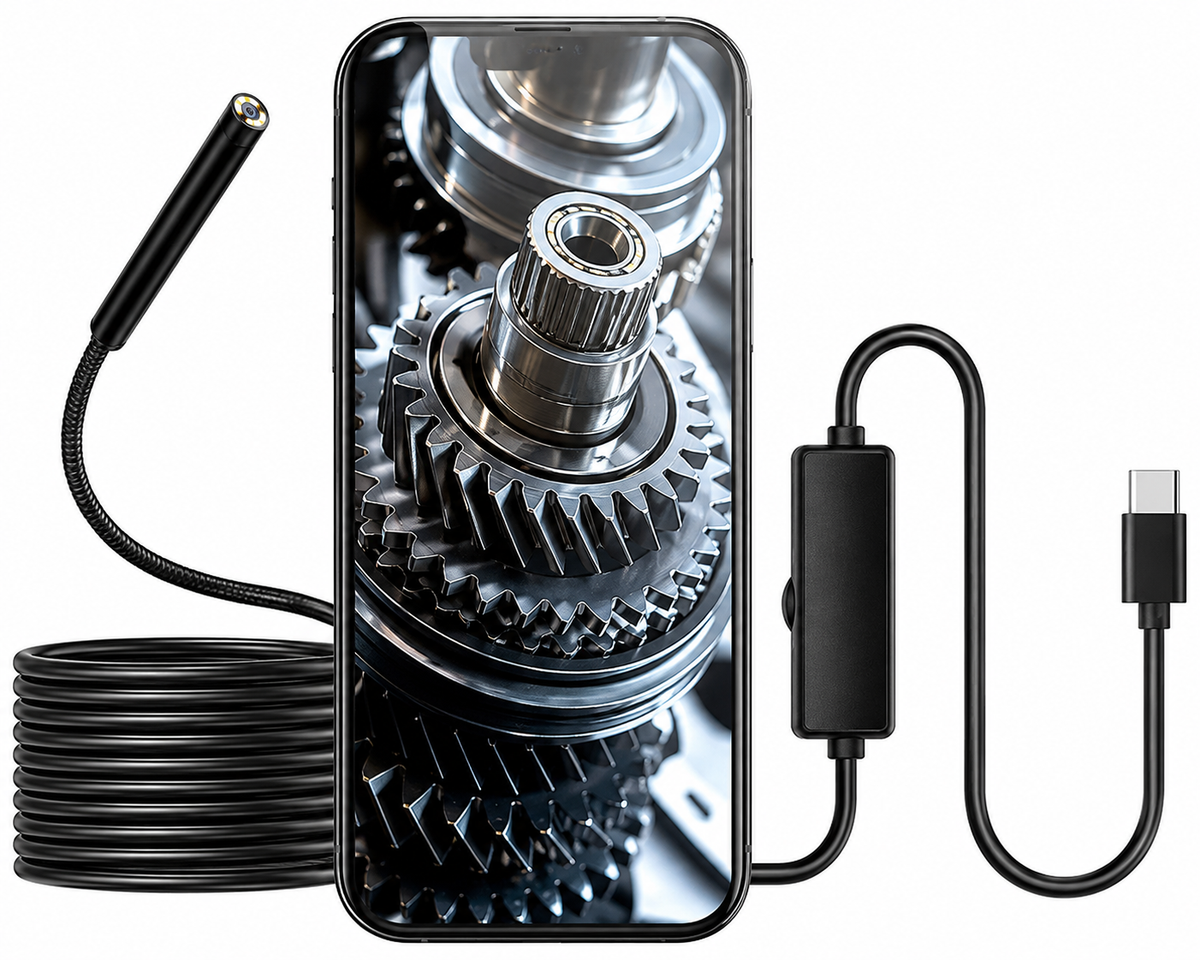 High-Quality IP67 Waterdichte Android Endoscoop Camera USB-C | 5.5mm Inspectiecamera met 6 LED Lampen – Flexibele Borescope voor Smartphone & PC
