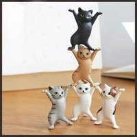 Schattige Dansende Kat Figuren Set | 5PCS PVC Mini Kat Decoraties & Speelgoed