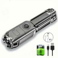 USB Rechargeable LED Flashlight – Waterproof Tactical Zoom Torch for Camping & Outdoor Use