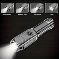 USB Rechargeable LED Flashlight – Waterproof Tactical Zoom Torch for Camping & Outdoor Use