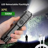 USB Rechargeable LED Flashlight – Waterproof Tactical Zoom Torch for Camping & Outdoor Use