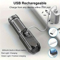 USB Rechargeable LED Flashlight – Waterproof Tactical Zoom Torch for Camping & Outdoor Use