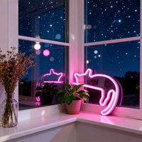LED Neon Slapende Kat Lamp | Roze Kitten Wandlamp & Nachtlamp – USB of Batterij