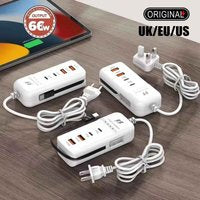 USB-C Snellader 4-Poorts | PD Fast Charger met 2x USB-C & 2x USB – Multi Wandlader voor Smartphone & Tablet – EU Stekker