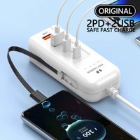 USB-C Snellader 4-Poorts | PD Fast Charger met 2x USB-C & 2x USB – Multi Wandlader voor Smartphone & Tablet – EU Stekker