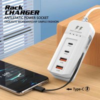 USB-C Snellader 4-Poorts | PD Fast Charger met 2x USB-C & 2x USB – Multi Wandlader voor Smartphone & Tablet – EU Stekker