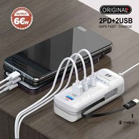 USB-C Snellader 4-Poorts | PD Fast Charger met 2x USB-C & 2x USB – Multi Wandlader voor Smartphone & Tablet – EU Stekker