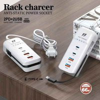 USB-C Snellader 4-Poorts | PD Fast Charger met 2x USB-C & 2x USB – Multi Wandlader voor Smartphone & Tablet – EU Stekker