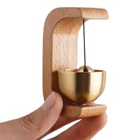 Magnetische Houten Deurbel met Bronzen Klankschaal – Minimalistische Decoratieve Herinneringsbel voor Entree, Winkel, Kantoor en Woning