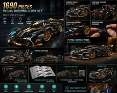 1690-delige Groene Racing Auto Bouwstenen Set – Premium Modelbouw Bouwpakket voor Volwassenen en Autoliefhebbers