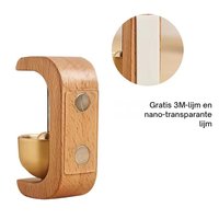 Magnetische Houten Deurbel met Bronzen Klankschaal – Minimalistische Decoratieve Herinneringsbel voor Entree, Winkel, Kantoor en Woning