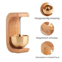 Magnetische Houten Deurbel met Bronzen Klankschaal – Minimalistische Decoratieve Herinneringsbel voor Entree, Winkel, Kantoor en Woning