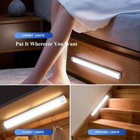 10CM LED Kastverlichting met Bewegingssensor – USB Oplaadbare Magnetische Lamp voor Kast, Trap, Gang en Slaapkamer – Koud Wit