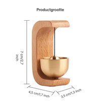 Magnetische Houten Deurbel met Bronzen Klankschaal – Minimalistische Decoratieve Herinneringsbel voor Entree, Winkel, Kantoor en Woning