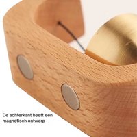 Magnetische Houten Deurbel met Bronzen Klankschaal – Minimalistische Decoratieve Herinneringsbel voor Entree, Winkel, Kantoor en Woning