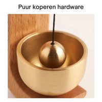 Magnetische Houten Deurbel met Bronzen Klankschaal – Minimalistische Decoratieve Herinneringsbel voor Entree, Winkel, Kantoor en Woning